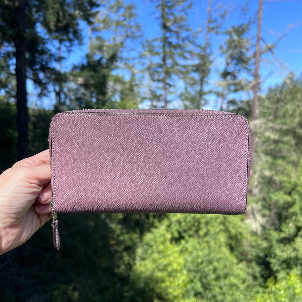 COACH Long Zip-Around Wallet Purple Crossgrain Leather w Gold Hardware AUTHENTIC - Picture 2 of 12